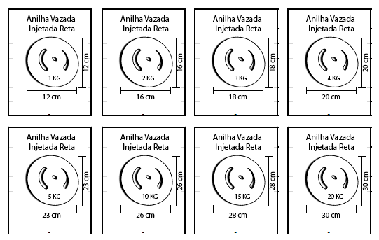 Medidas anilha injetadas reta